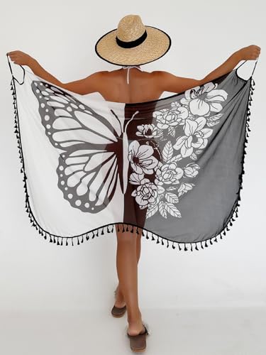 Verdusa Women's Beach Kimono Coverups Floral Boho Sleeveless Swimsuit Kimonos with Tassel2