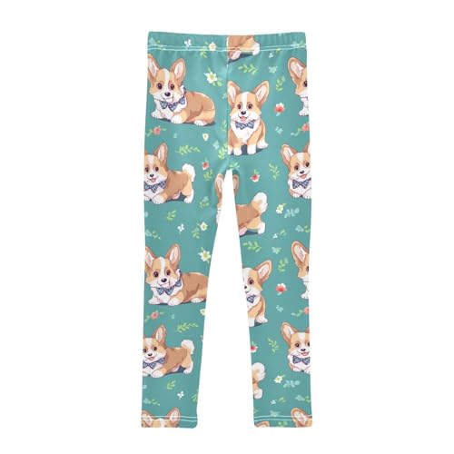 Corgi Puppy Girls' Leggings Toddler Doodles Kids Yoga Pants Dance Active Tights 4T2