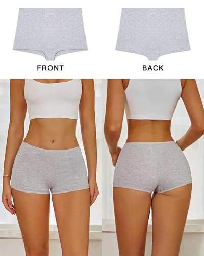 ROSYCORAL Boy Shorts Underwear for Women Cotton Panties Mid Rise Undies Full Coverage Boxers Briefs Boyshort 4 Pack S-XXL2