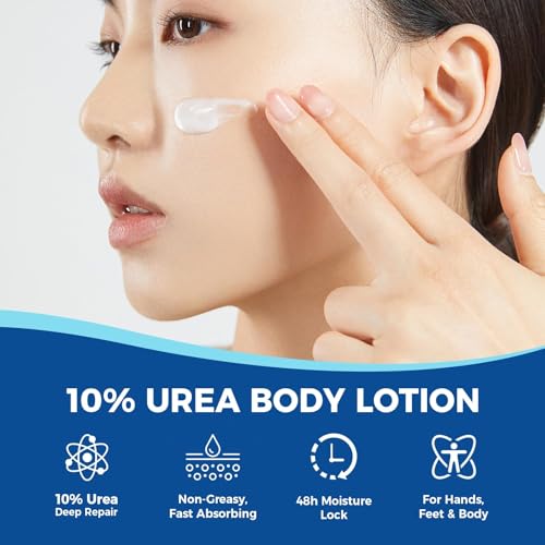 Image of OUKEYA Urea Cream for Dry Chapped Skin with 10% Urea Deep Moisturizer Body Lotion, Softens & Soothes Hands Elbows Feet Hydrates Locks in Moisture, Fast Absorbing & Non-Greasy, 11.28 oz Large Capacity