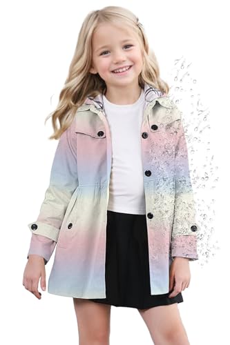 Image of SANGTREE Girl's Waterproof Trench Coat Hooded Lightweight Windbreaker Rain Jackets