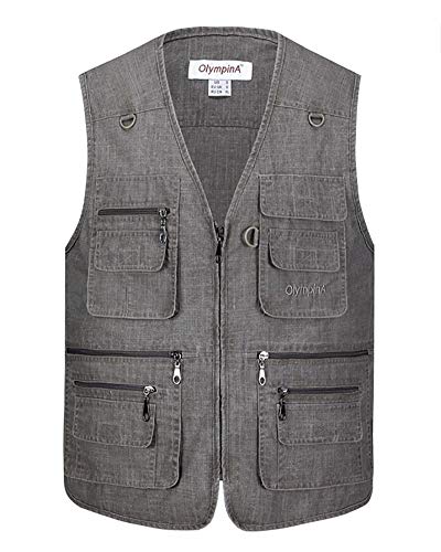 Daoba Herren Outdoor Weste mit Vielen Taschen Anglerweste Leicht Safari Weste Sommer Multifunktionsweste Atmungsaktiv Angeln Weste Cover