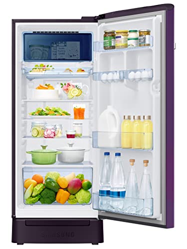 Image of Samsung 215L 3 Star Inverter Direct-Cool Single Door Digi-Touch Refrigerator (RR23C2F23CR /HL,Camellia Purple) Base Stand Drawer