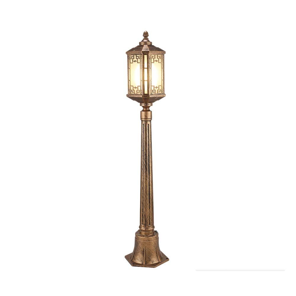 QUSYZD Lamp Post Lights Outdoor, Lamp Post Lights Outdoor, Outdoor Waterproof E27 Glass Post Lights European Retro Column Lamps Garden Lawn Landscape Street Lighting,Brown-1.7M