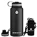 Swig Savvy’s Stainless Steel Vacuum Insulated Water Bottle Wide Mouth 32 oz Capacity Double Wall Design 100% Leak & Sweat Proof for Hot and Cold Beverages - Includes water bottles Pouch & Coffee Lid