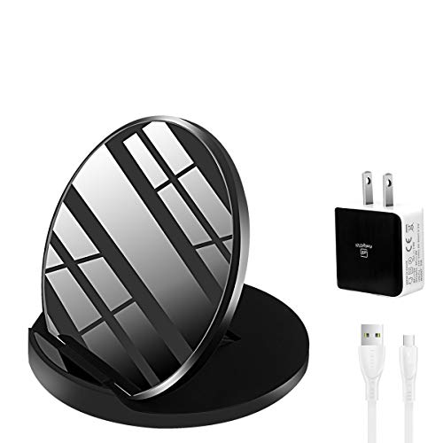Fast Wireless Charger FSTDigitech Foldable Mirror Charging Pad Stand Holder 7.5W Compatible iPhone Xs MAX XR XS X 8 8 Plus 10W Compatible Galaxy S9 S9+ S8 S7 Note 8 (QC3.0 Adapter Included) (Black) Fast Wireless Charger FSTDigitech Foldable Mirror Charging Pad Stand Holder 7.5W Compatible iPhone Xs MAX XR XS X 8 8 Plus 10W Compatible Galaxy S9 S9+ S8 S7 Note 8 (QC3.0 Adapter Included) (Black)