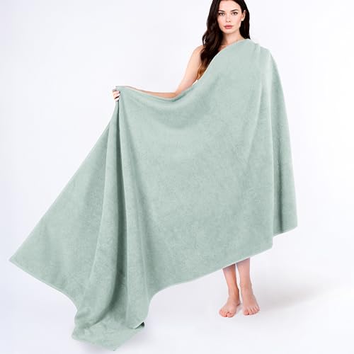 Cotton Paradise 100% Cotton Turkish Towel Set, Soft Absorbent Quick Dry, 40x80 Oversized Bath Sheet Towel, Mint Green
