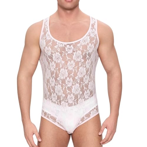 Justaucorps sans manches en dentelle homme haute coupe Landofgenie