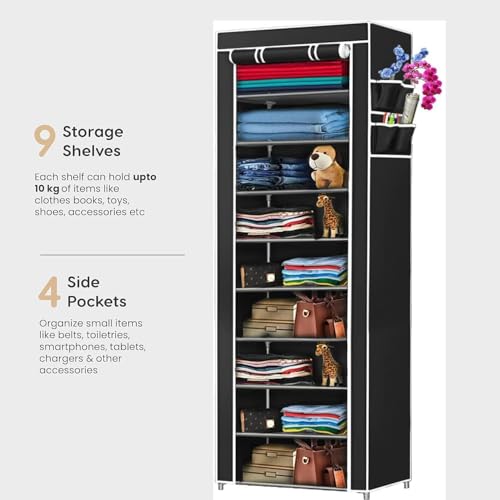 Image of VIPEK Foldable Wardrobe for Clothes, Cloth Organizer for Storage with 6 Shelves, Multipurpose Clothes Rack for Home & Bedroom (Firozi, 9 Layer)