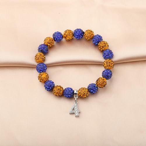 Image of POTIY SGR Sorority Gift Orange and Blue Beads Bracelet with Rhinestone Nmuber Charm Sorority Soror Gift