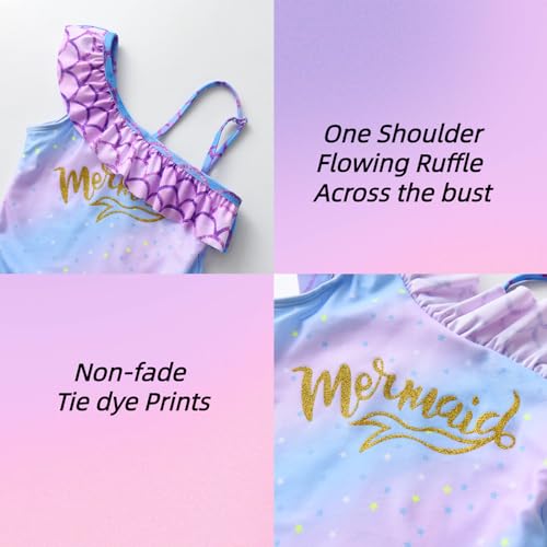 DXTON Girls One Piece Swimsuit: Kids Mermaid Quick Dry Bathing Suits Swimwear for Beach Pool 3-10 Years2