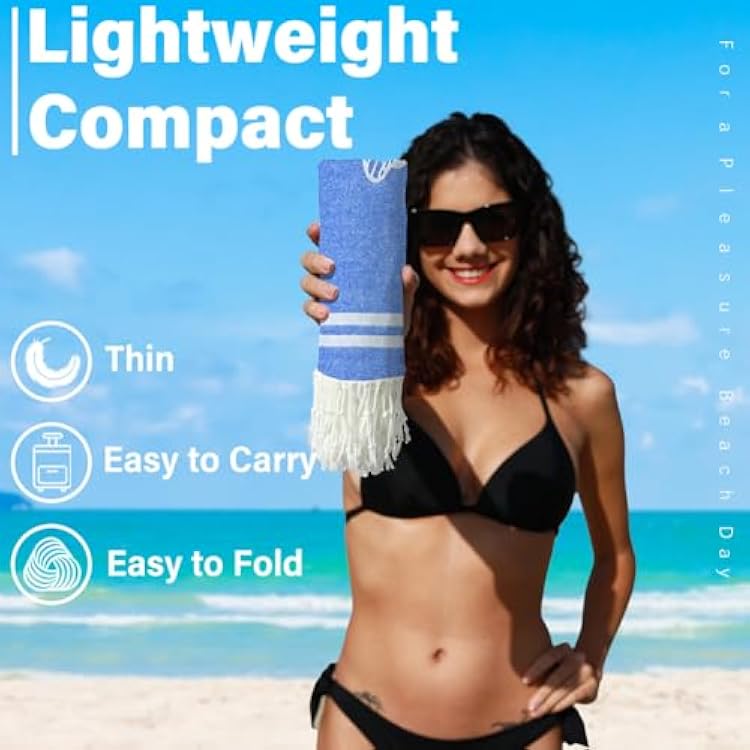 Widdonen Thin Turkish Beach Towel Lightweight Quick Dry Absorbent Cotton Bathroom Bath Pool Swim Towels Extra Large Oversized Sand Free Beach Accessories Essentials Cloud Gifts for Adult