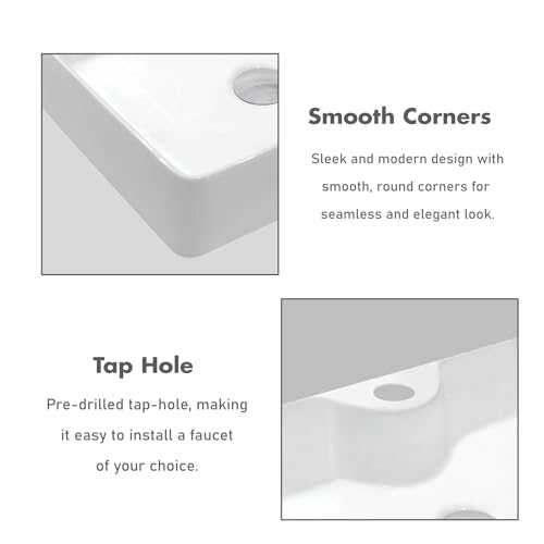 Image of WASSMIST Wash Basin /Basin for Bathroom | Table Top | 47.5D x 36.5W x 12.5H (CM)