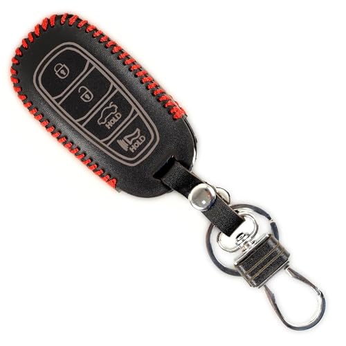 Image of Leather Smart Car Key Cover Case for Cars Smart Key for Verna 2020(Black)