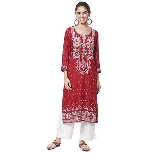 Image of Red Liva Straight Kurta
