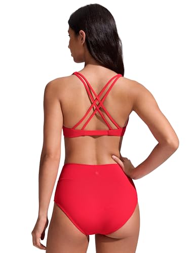 Image of CRZ YOGA Twist Front Bikini Tops | Removable Pads, A-C Cup, V Neck, Criss Cross Back, Swim, Bathing Suit Bra for Women