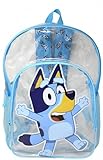 Fast Forward Bluey 16” Clear Backpack for Kids – Transparent School Bag with Bluey Graphics & 2 Mesh Side Pockets – Lightweight & Durable for School or Events