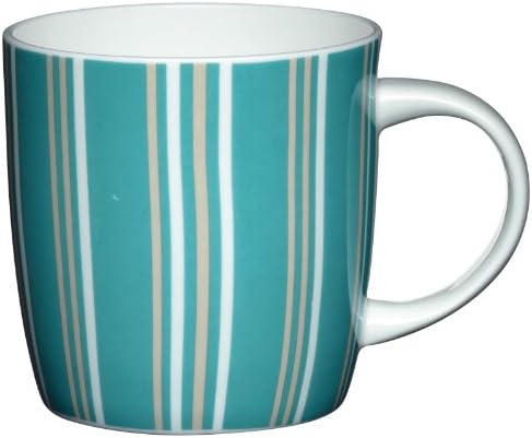 KitchenCraft Mugs Fine Bone China Stripe Barrel Mug, Blue