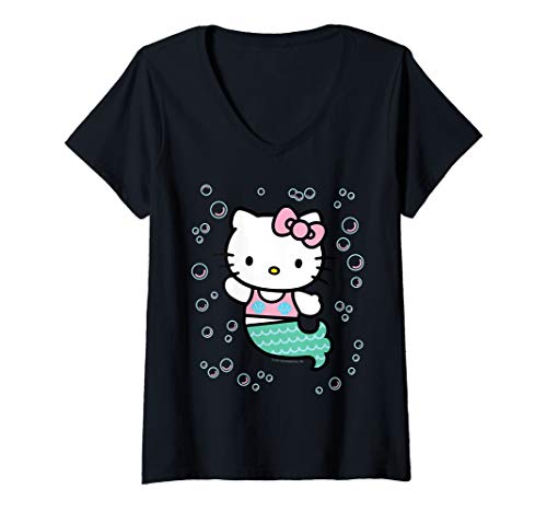 Womens Hello Kitty Mermaid V-Neck T-Shirt