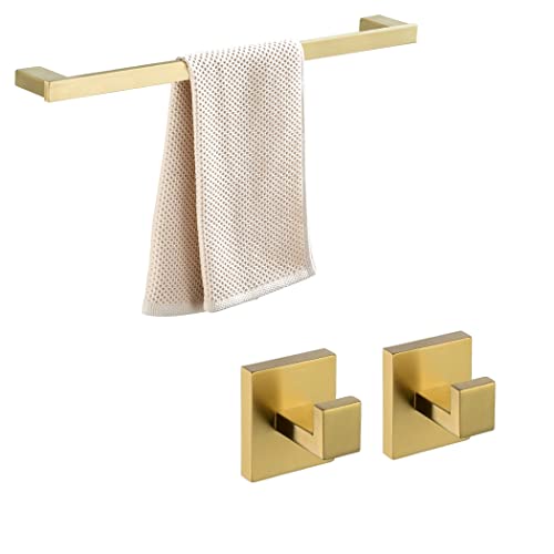 Bathsir Brushed Gold Towel Bar Towel Hooks Bathroom Towel Rack Robe Hooks Wall Mounted Stainless Steel #TOP19