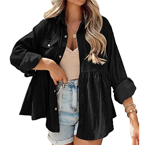 Veste chemise femme en velours chaud avec poche avant pour l'automne