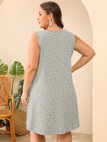 Image of AusLook Plus Size Womens Summer Dresses 2025 V Neck Sleeveless Sundresses with Pockets Beach Vacation Clothes