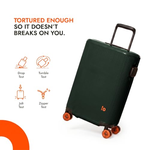 Image of Belong Elite Large Check-in Trolley Suitcase, 77 cm, Forest Green