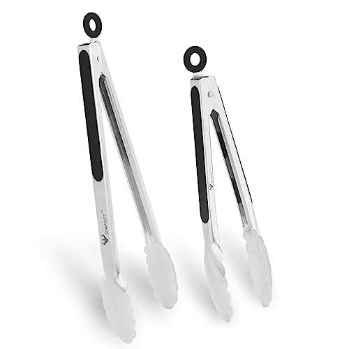 Pinze da cucina in acciaio inox, per la cucina, per cucinare, da 10 pollici e 13 pollici, set da pinze da cucina (27 cm + 34 cm)