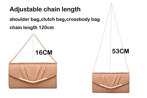 Muduo Women Faux Suede Envelope Clutch Purse Evening Handbag Foldover Shoulder Crossbody Bag (Camel) #TOP4