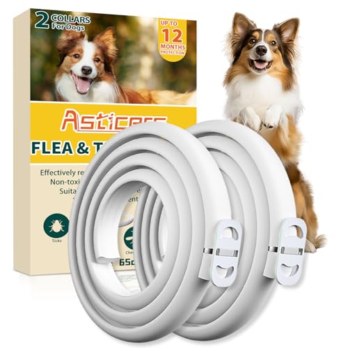 Collar Antiparasitario para Perros, Collar Antipulgas Perros 12 Meses Protección, Impermeable y Ajustable para Perro Pequeños, Medianos y Grandes