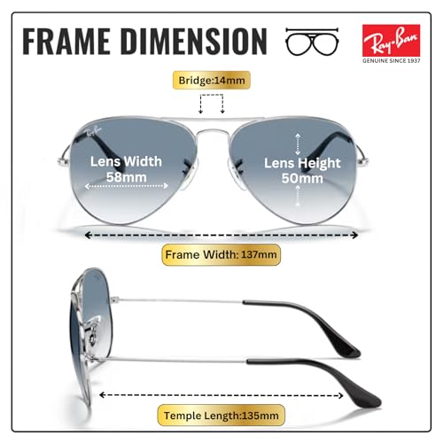 Image of Ray-Ban RB3025 AVIATOR GRADIENT Pilot Shaped Sunglasses for Men & Women with Official RAYBAN Eyewear Kit