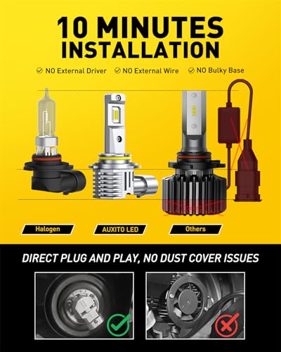 Image of AUXITO 9005 9006 Bulb Combo - 1000% 180,000LM Brighter Output, 6500K Bright White, Simple Plug & Play, 60000Hr+ Long Lifespan, Pack of 4