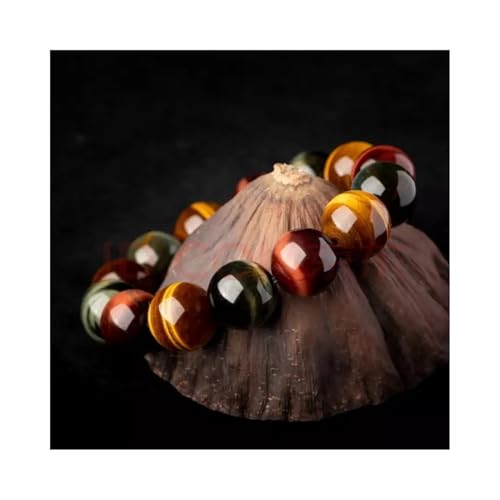 Natural Tiger Eye Stone Beaded Bracelet Multi-Color Brown and Blue Large Round Beads,1pc/pack4