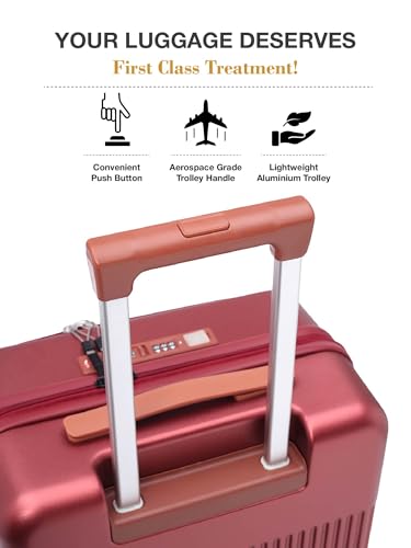 Image of FUR JADEN The Aviator TechPro 55cm German Polycarbonate Travel Luggage Cabin Suitcase with USB Port, Laptop Compartment, 8 StealthTech Shock Absorbing Wheels, TSA Lock (CherryM, Cabin 20 inch)