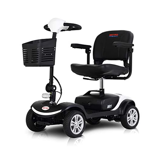 Folding 4 Wheel Mobility Scooter for Adults and Senior, Electric Scooter with Head Light and Rear Brake Light, Motorized Scooter for Travel, Upgraded Battery for Long Distance Driving, White