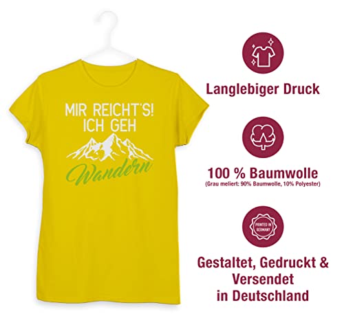Foto von Shirt Damen - Hobby Outfit - Mir reicht's ich GEH wandern - L - Gelb - wandergeschenk Tshirt Laufen Laufsport Berg Funshirts für Frauen Wanderfreunde Geschenk joggen Berge t-Shirt wanderbekleidung