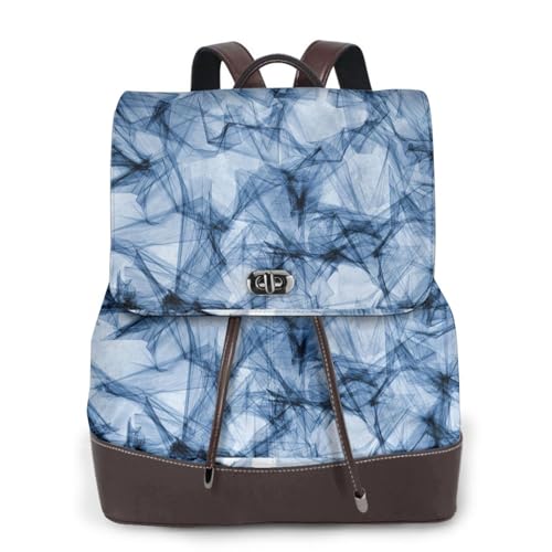 Sac à dos en cuir marbre bleu pour femme qui libère les mains