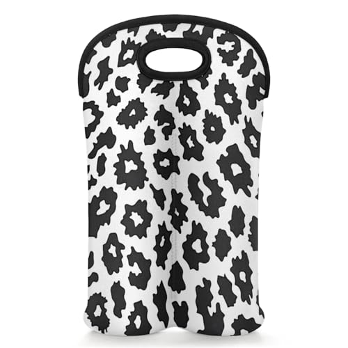 GzLeyigou 2 Bottles Leopard Print Wine Bag Sleeve Totes Neoprene Protective Wine Carrier Bag for Wine,Water, Champagne, Beer, Baby Bottles,Gift 14.5 x 10 Inches