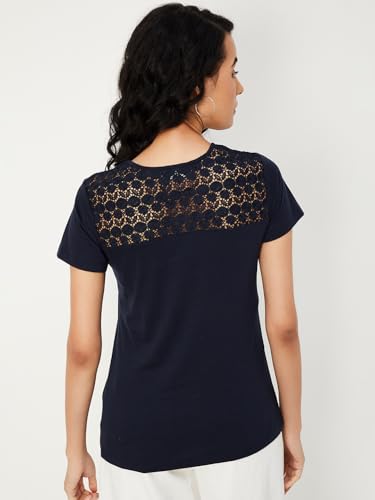 Image of Max Women Cotton Blend Solid Regular Fit T-Shirt