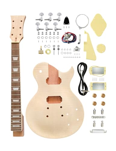 Fistrock DIY SLPM 385-R Electric Guitar Kit Beginner Kits 6 String With Curved Mahogany Body Aaa Flamed Maple Top Mahogany Neck Rosewood Fingerboard Chrome Hardware Build Your Own Guitar.  cover