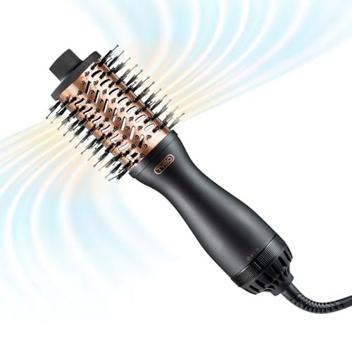 Image of TYMO 2.0 Hair Blow Dryer Brush - AIRBEAM MINI Blowout Hot Air Brush, One Step Volumizer, 2 Inch Oval Barrel Curling Styler, 3X Faster Drying, 0.6 lb Lightweight, Straightener Curling in One, Black