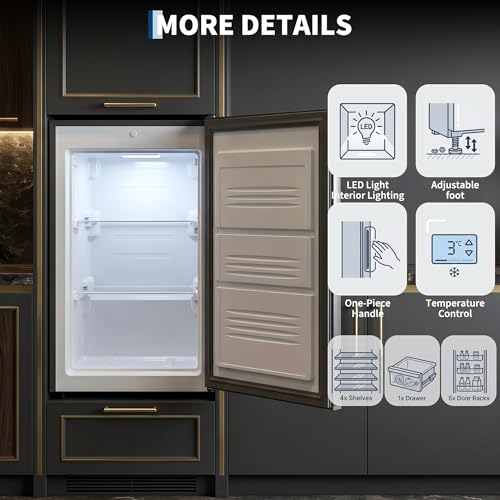 Image of 3.1 Cu.ft Upright Freezer, Single Door Stand Up Freezer with Adjustable Shelves, Mechanical Temperature Control, Freestanding Deep Freezer for Garage, Kitchen, Home Use