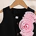 SZRXKJ Girls Black Sleeveless Vest with 3D Flower and Pleated Skirt Toddler Fashion 2-Piece Outfit Set (Pink, 7-8Jahre)