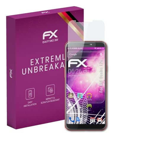 atFoliX Lámina Protectora de plástico Cristal compatible con HTC Desire 12s Película Vidrio, 9H Hybrid-Glass FX Protector Pantalla Vidrio templado de plástico