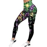 Generisch Leggings da yoga casual con stampa colorata, vita alta, leggings sportivi elasticizzati per fitness e corsa, Colore: rosa., L