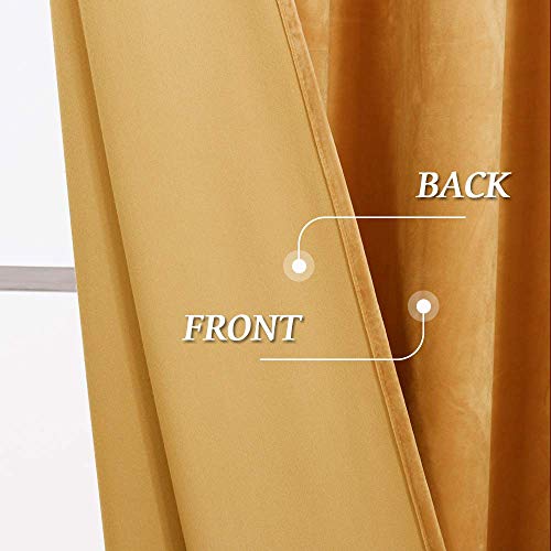 Image of RYB HOME Gold Velvet Curtains 84 inches - Super Soft Home Decor Room Darkening Curtains for Living Room, Thermal Insulated Velvet Drapes for Bedroom Theatre, W52 x L84 inch, Marigold, 2 Pcs | Thermal Insulated, Privacy, Sunlight UV Heat Blocking, Luxurious Decor, Dining Room Nursery, Rod Pocket, W52 x L84, 2 Panels