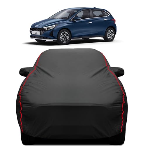 Image of Teenox Polyester Car Body Cover Compatible for Hyundai i20 [2020-2026] All Variants | Heavy Stitched with Piping | All Weather Protection Cover - Black