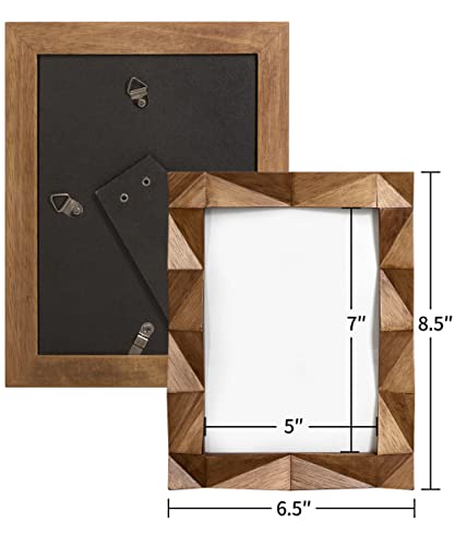 Sonefreiy 5X7 Picture Frame Wooden Farmhouse Photo Frame Handmade Carved Design With Rustic Walnut-Colored Finish, Wall Mounted And Tabletop Display, Gift For Family Mom Dad #TOP3