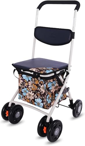 Wyazziv高齢者向けショッピングカート 高齢者用カー シルバーカー 折りたたむ (A)