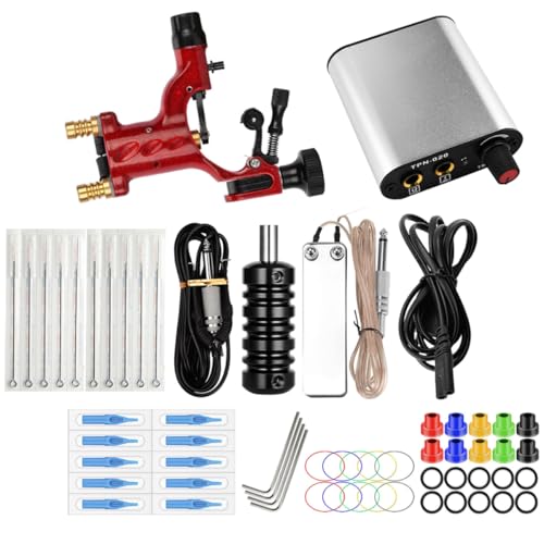 Mikinona Kit De Tatuaje Portátil Profesional Giratorio Completo Motor Robusto y Mini Tamaño, Estable y Ligero, Para Tatuadores Principiantes, Uso Portátil Tatuajes Artísticos